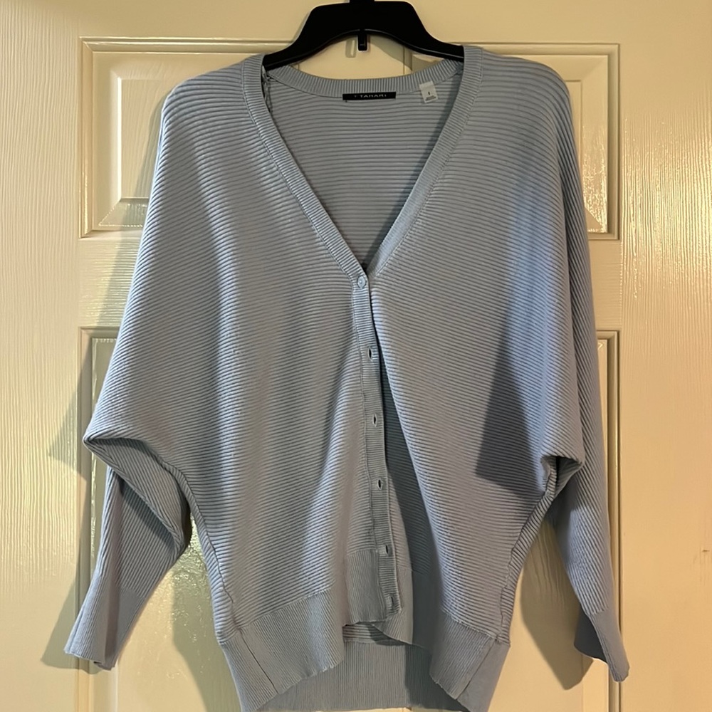 Tahari soft blue cardigan 3/4 Sleeve